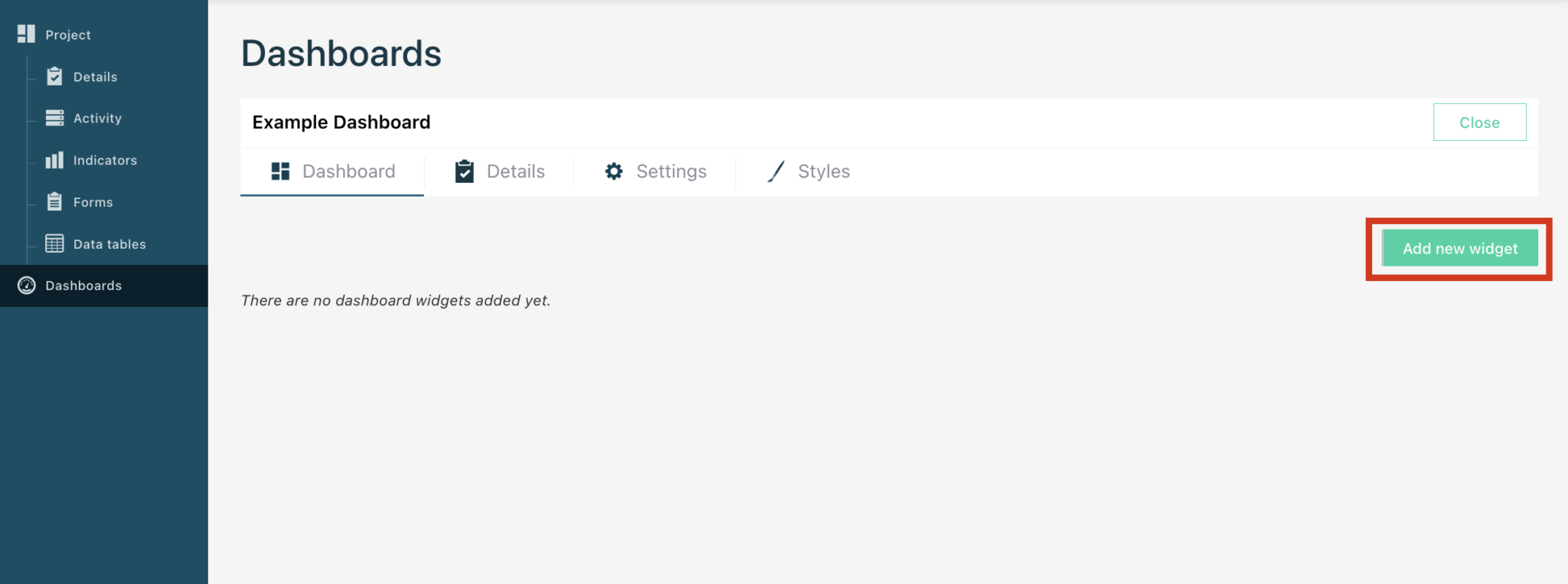 Adding Widgets to Your Dashboard – TolaData