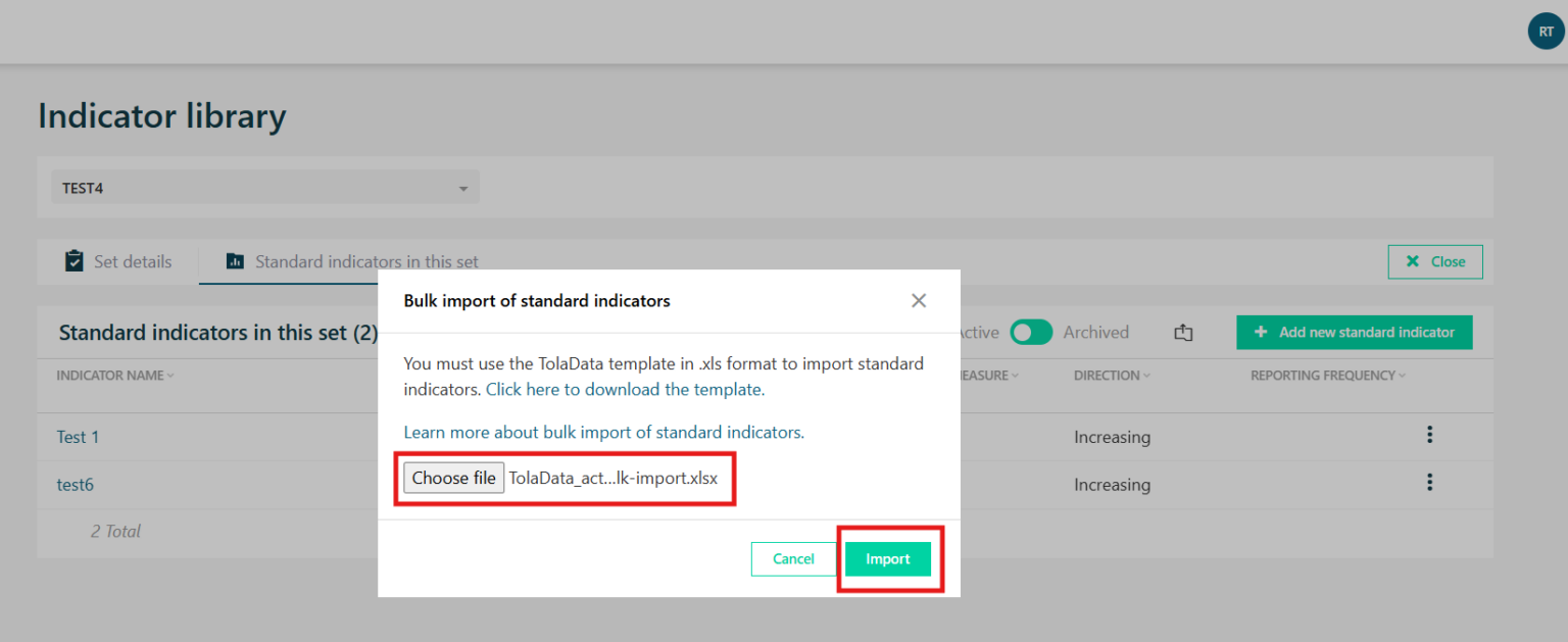Importing Indicators into the Global Indicator Library in TolaData ...