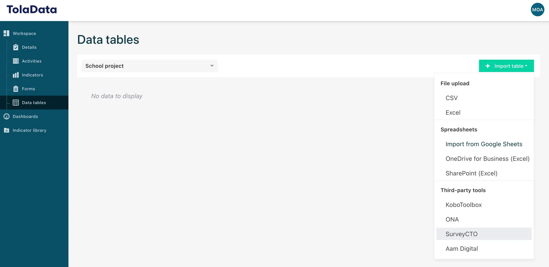 02.2 – import form into TolaData 1 - TolaData