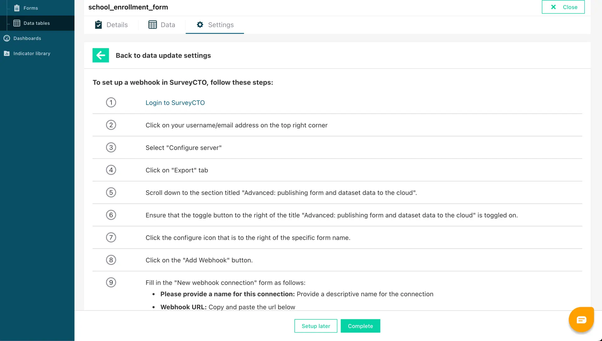 03.1 – set up webhook 1 - TolaData